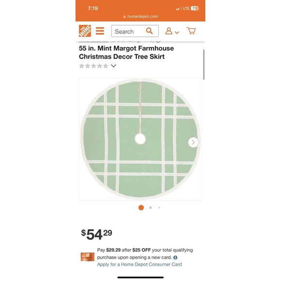 Farmhouse 55” Tree‎ Skirt - Margot Mint Christmas Lace VHC - Picture 6 of 7